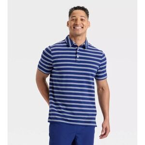 Men's Comfort Wear Striped Polo Shirt Goodfellow & Co Navy Blue XL